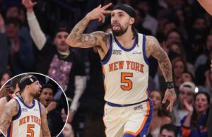 Jose Alvarado provoca retorno dos Knicks e ouve gritos da multidão Jose Alvarado comemora depois de acertar uma cesta de 3 pontos durante a vitória de retorno dos Knicks por 108-106 sobre os Rockets em 21 de fevereiro de 2026 no Garden.