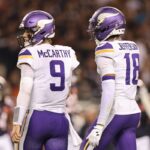 Minnesota Vikings players J.J. McCarthy and Justin Jefferson