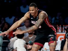 Keshad Johnson, de San Leandro, vence concurso NBA Slam Dunk INGLEWOOD, CALIFÓRNIA - 14 DE FEVEREIRO: Keshad Johnson nº 16 das enterradas do Miami Heat durante o AT&T Slam Dunk Contest durante o 2026 NBA All-Star Weekend no Intuit Dome em 14 de fevereiro de 2026 em Inglewood, Califórnia. NOTA AO USUÁRIO: O Usuário reconhece e concorda expressamente que, ao baixar e/ou usar esta fotografia, o Usuário está concordando com os termos e condições do Contrato de Licença da GettyImages. (Foto de Ronald Martinez/Getty Images)
