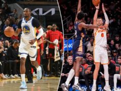 Krimmaga Awks e Akquire. Jonathan Kuminga nº 1 do Golden State Warriors dribla a bola durante o jogo contra o Toronto Raptors em 20 de janeiro de 2026 no Chase Center em San Francisco, Califórnia.