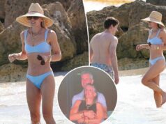 Kristin Cabot, da Coldplay Kiss Cam, aproveita o sol de Miami em um minúsculo biquíni azul Kristin Cabot, da Coldplay Kiss Cam, aproveita o sol de Miami em um minúsculo biquíni azul