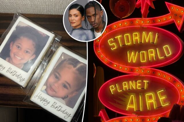 Kylie Jenner e ex Travis Scott se reúnem para comemorar os aniversários das crianças Stormi e Aire
