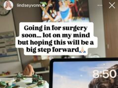 Lindsey Vonn compartilha uma postagem nervosa enquanto aguarda a quinta cirurgia na perna quebrada após queda olímpica e morte de cachorro A foto de Vonn foi tirada da perspectiva dela enquanto ela estava deitada em sua cama de hospital nos Estados Unidos, após passar por quatro cirurgias na Itália. Visto em sua área de trabalho está seu falecido cachorro, Leo