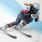 CORTINA D'AMPEZZO, ITALY - FEBRUARY 7: Lindsey Vonn of Team United States in action skis during the Women's Downhill training 3 on day one of the Milano Cortina 2026 Winter Olympics at Tofane Alpine Skiing Centre on February 7, 2026 in Cortina d'Ampezzo, Italy. (Photo by Christophe Pallot/Agence Zoom/Getty Images)