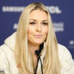 Team USA skier Lindsey Vonn at a 2026 Winter Olympics press conference