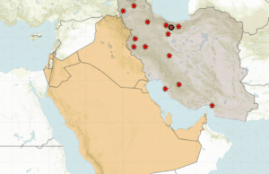 Mapeando os ataques dos EUA e de Israel ao Irã e aos ataques retaliatórios de Teerã INTERATIVO - ATAQUES DO IRÃ POR ISRAEL - 28 DE FEVEREIRO DE 2026 mapa-1772278937