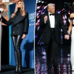 Melania Trump doa seu vestido de posse ao Smithsonian com leggings de couro e Louboutins
