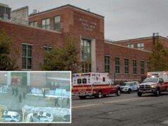 Menino, 13 anos, preso por esfaquear agente de segurança escolar de Nova York que tentou separar briga: policiais O menino de 13 anos supostamente esfaqueou o agente na panturrilha do lado de fora da IS 285, a Escola Média Meyer Levin de Artes Cênicas em East Flatbush, disseram policiais.