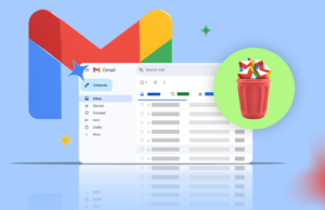 Meu armazenamento do Gmail estava quase cheio, então limpei-o em vez de atualizar para o Google One Ilustração do ícone do Gmail centralizado em um fundo colorido, com vários ícones do Google Tasks empilhados no lado esquerdo, um deles sobreposto ao logotipo do Gmail.