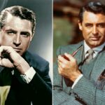 Cary Grant fumando um cigarro, olhando diretamente para a câmera.