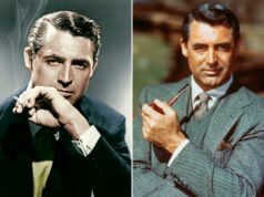 Microdosagem de LSD em garrafas de spritz em festas de primeira linha – como o uso de drogas em Hollywood está sendo reinventado Cary Grant fumando um cigarro, olhando diretamente para a câmera.