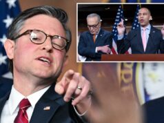 Mike Johnson se regozija com a ‘disputa familiar’ entre Schumer e Jeffries: ‘Não estou tentando alimentar isso’ O presidente da Câmara dos EUA, Mike Johnson, dirige-se aos repórteres em uma entrevista coletiva com a liderança republicana da Câmara no Capitólio dos EUA.