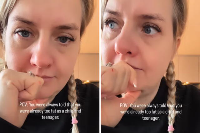 Mulher disse que era “muito gorda” quando criança e depois relembra fotos antigas
