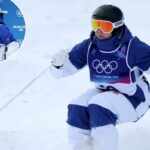Elis Lundholm competindo na Women's Moguls Qualification 2 nos Jogos Olímpicos de Inverno de Milano Cortina 2026.