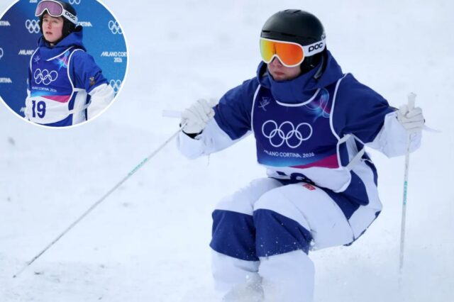 Elis Lundholm competindo na Women's Moguls Qualification 2 nos Jogos Olímpicos de Inverno de Milano Cortina 2026.