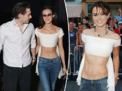 Nicola Peltz canaliza Keira Knightley da era Y2K em top curto e jeans de cintura baixa Nicola Peltz canaliza Keira Knightley da era Y2K em top curto e jeans de cintura baixa