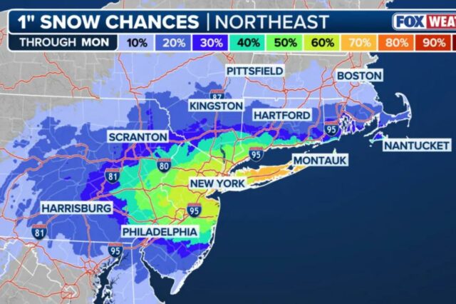 Nova York se prepara para o retorno da neve, com previsão de até 5 centímetros durante a noite de domingo
