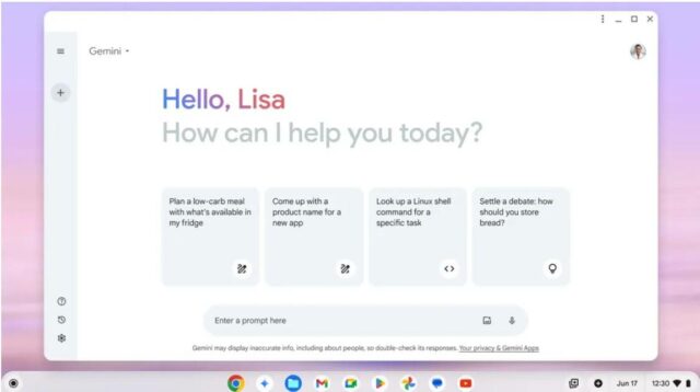 O ícone do Gemini na prateleira do Chromebook Plus