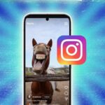 Logotipo do Instagram sobreposto aos gráficos do logotipo do Android