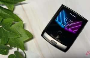 O Motorola Razr 2019 é surpreendentemente bom em 2026 Motorola Razr 2025 em Spring Bud contra um canteiro de flores
