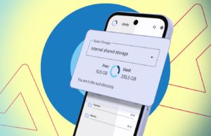 O aplicativo Android pouco conhecido que liberou 10 GB no meu smartphone Um cofrinho ao lado de um smartphone exibindo um ícone de código aberto, com moedas de ouro espalhadas.