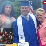 Roberta Esposito (também conhecido como Robert Dorgan) e Rhonda Dorgan com Aidan Dorgan em sua formatura.