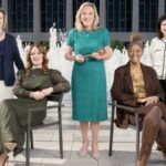 Cinco supervisores do condado de Los Angeles, da esquerda para a direita, Janice Hahn, Lindsey Horvath, Kathryn Barger, Holly Mitchell e Hilda Solis.