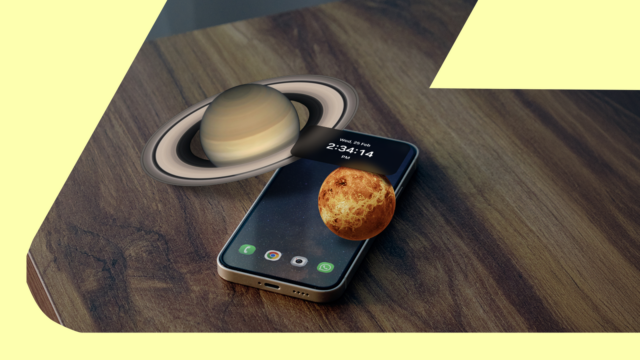 Tela do smartphone com papel de parede personalizado, além de uma galeria de diversas opções de papéis de parede.