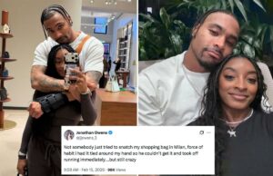 O marido de Simone Biles, Jonathan Owens, diz que quase foi assaltado em Milão nas Olimpíadas de Inverno O marido de Simone Biles, Jonathan Owens, diz que quase foi assaltado em Milão nas Olimpíadas de Inverno