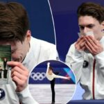 O patinador artístico americano Maxim Naumov beija foto de pais que morreram em acidente de avião em DC: 'Senti a presença deles' na estreia nas Olimpíadas