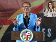 O prefeito Bass despreza Horvath da lista de convidados do Estado da Cidade – apesar da mensagem de unidade Lindsey Horvath falando no palco no IMPACT Summit da Environmental Media Association.