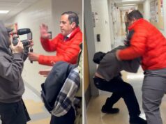 O professor do estado de Ohio, Luke Perez, foi suspenso após supostamente atacar o cinegrafista que tentava entrevistar o ex-presidente da universidade O professor do estado de Ohio, Luke Perez, foi suspenso após supostamente atacar o cinegrafista que tentava entrevistar o ex-presidente da universidade