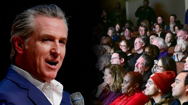 O público de Gavin Newsom Atlanta era predominantemente branco gavin-newsom-tmz-live-kal-02-24-2026