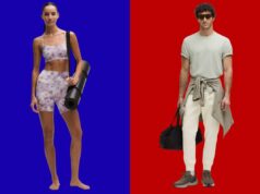 O que os editores de compras estão comprando na lululemon neste Dia do Presidente Uma mulher com leggings de corrida, blusa combinando e óculos escuros.