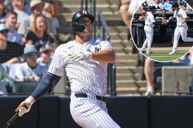 O swing 'tipo Ohtani' de Spencer Jones proporcionou um home O defensor central do New York Yankees, Spencer Jones # 78, acertando um home run solo.