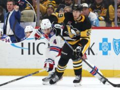 Os fundamentos escorregadios dos Rangers apenas contribuem para perdas lamentáveis à medida que as mudanças se aproximam Pittsburgh Penguins Egor Chinakhov (59) move o disco contra o New York Rangers Braden Schneider (4).