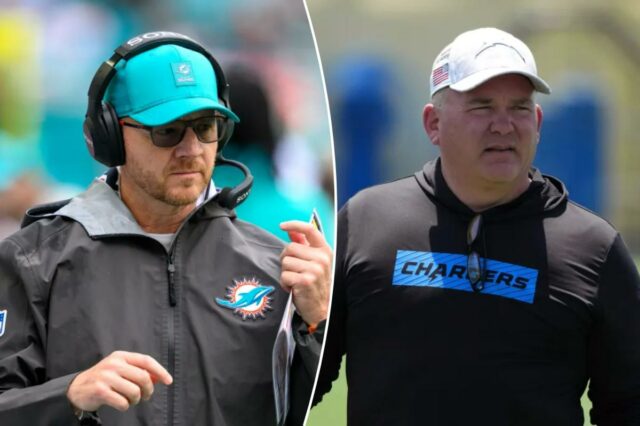 O coordenador ofensivo do Los Angeles Chargers, Greg Roman.