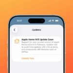 Falta menos de uma semana para atualizar o Apple Home, caso ainda não o tenha feito | Lembrete de atualização visto em um iPhone com fundo laranja
