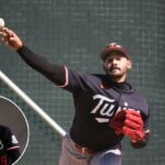 O arremessador do Minnesota Twins, Pablo Lopez, lança durante um treino de beisebol na primavera.