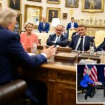 O presidente Trump reúne-se com líderes internacionais no Salão Oval.