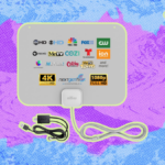 Mohu Leaf amplificado - antena de TV interna ultrafina, alcance de 60 milhas, amplificador Jolt Switch, UHF VHF, multidirecional, 4K UHD, TV NEXTGEN - com cabo de 12 pés.