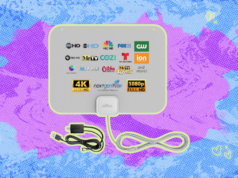 Pare de pagar por esportes ao vivo: esta antena digital aprovada pelo Mashable custa apenas US$ 50 Mohu Leaf amplificado - antena de TV interna ultrafina, alcance de 60 milhas, amplificador Jolt Switch, UHF VHF, multidirecional, 4K UHD, TV NEXTGEN - com cabo de 12 pés.