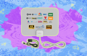 Pare de pagar por esportes ao vivo: esta antena digital aprovada pelo Mashable custa apenas US$ 50 Mohu Leaf amplificado - antena de TV interna ultrafina, alcance de 60 milhas, amplificador Jolt Switch, UHF VHF, multidirecional, 4K UHD, TV NEXTGEN - com cabo de 12 pés.