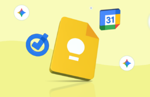 Parei de usar este aplicativo do Google anos atrás, até que uma atualização surpresa mudou tudo Mulher sorridente usando um smartphone encostada em um grande logotipo do Google cercado por vários ícones de aplicativos do Google.