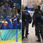 Policiais italianos protestam contra o envio de agentes do ICE durante os Jogos Olímpicos de Inverno de 2026 em Milão.