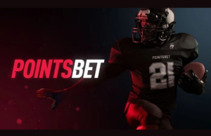 PointsBet inicia registro de Alberta iGaming após aprovação regulatória AGLC concedida oficialmente Logotipo da PointsBet à esquerda, com um jogador da NFL à direita. Fundo escuro. PointsBet inicia registro de Alberta iGaming após aprovação regulatória AGLC concedida oficialmente