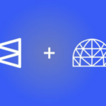 Polymarket adquire Dome para aprofundar a infraestrutura de mercado de previsão. Fundo gradiente azul com dois logotipos brancos lado a lado com um sinal de mais entre eles: o logotipo da Polymarket à esquerda e um ícone geométrico em forma de cúpula representando a Dome à direita, simbolizando uma parceria ou aquisição.