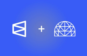 Polymarket adquire Dome para aprofundar infraestrutura de mercado de previsão Polymarket adquire Dome para aprofundar a infraestrutura de mercado de previsão. Fundo gradiente azul com dois logotipos brancos lado a lado com um sinal de mais entre eles: o logotipo da Polymarket à esquerda e um ícone geométrico em forma de cúpula representando a Dome à direita, simbolizando uma parceria ou aquisição.