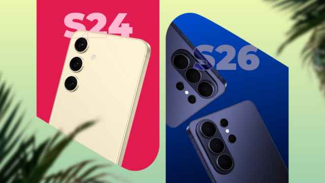 Uma mão segurando um Galaxy S25 com um carregador Qi2 próximo e um alerta no meio.