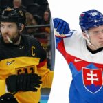 Olimpíadas Milano Cortina 2026 - Hóquei no Gelo - Rodada Preliminar Masculina - Grupo B - Eslováquia x Finlândia - Arena de Hóquei no Gelo Milano Santagiulia, Milão, Itália - 11 de fevereiro de 2026. Juraj Slafkovsky da Eslováquia comemora seu primeiro gol.